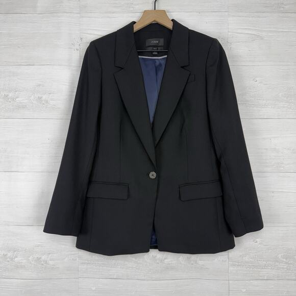 J. Crew Jackets & Blazers - J.Crew Willa Blazer Womens 4 Black Italian City Wool One Button Preppy Academia